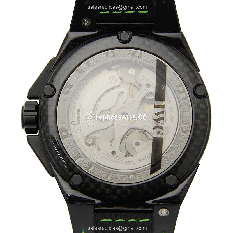 IWC Ingenieur Replica - Automatic - Stainless Steel Case - Black Dial - Rubber Strap - Black Buckle - View 3