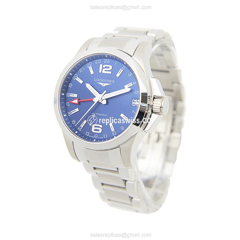 Longines CONQUEST Replica - Automatic - Steel Case - Blue Dial on Silver Strap - View 3