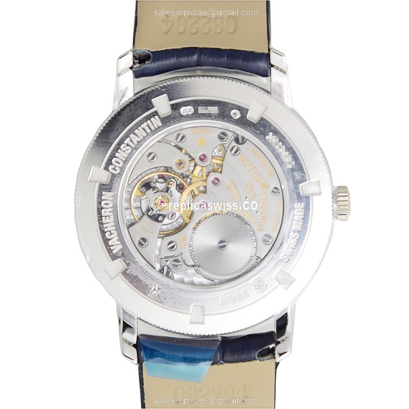 Vacheron Constantin 81590/000G-9848 TRAD - Manual Wind 18kt White Gold - Diamond Dial - Blue Alligator Buckle - View 3