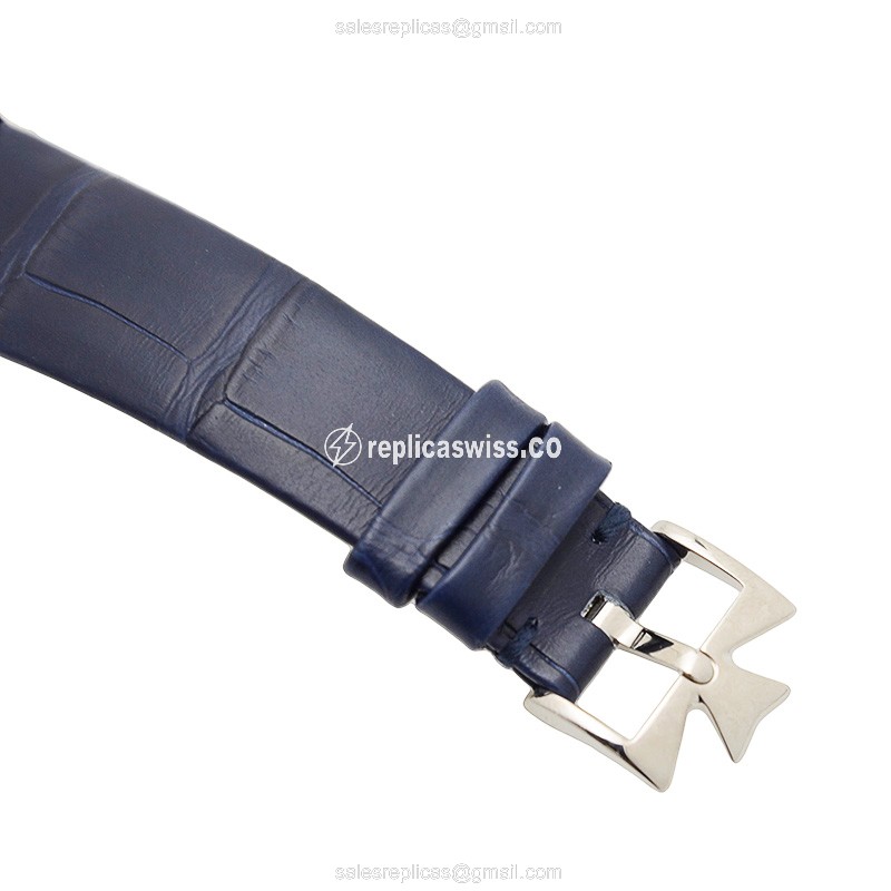 Vacheron Constantin 81590/000G-9848 TRAD - Manual Wind 18kt White Gold - Diamond Dial - Blue Alligator Buckle - View 4
