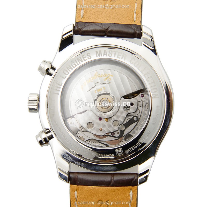 Rolex L2.759.4.78.5 Replica - Automatic - Silver Case - Brown Alligator Strap - View 3