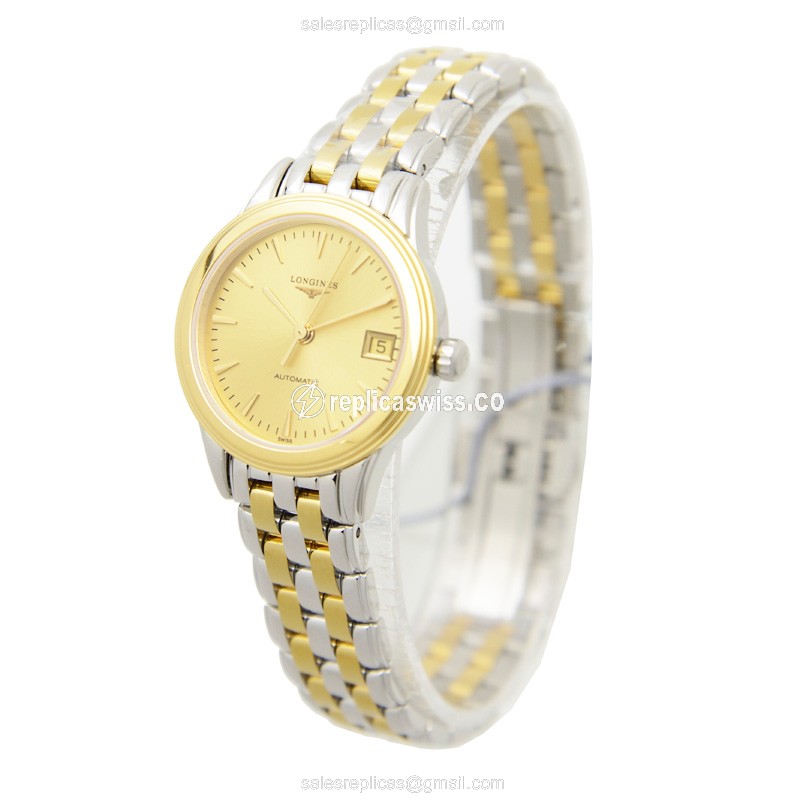 Longines Flagship Replica | Automatic | Gold PVD Case | Silver Strap - View 3
