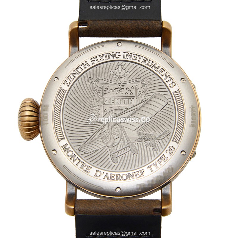 Zenith PILOTS Replica - Automatic - Bronze Case - Black Dial - Brown Cowhide Strap - View 3