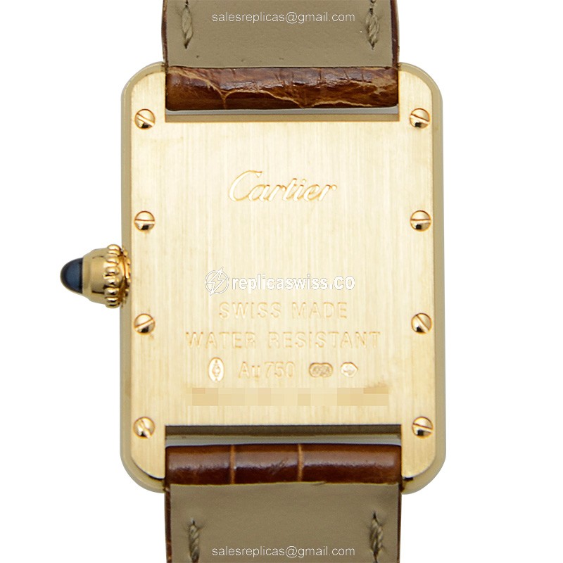 Cartier Tank Replica Watch - Quartz - Gold - Brown Alligator - View 3