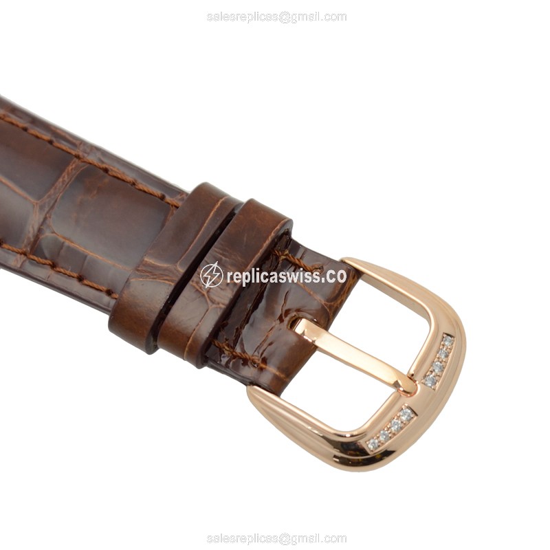 Franck Muller GENEVE 7880BS6SQTD5N Manual Wind - Rose Gold Case & Diamonds, Skull Dial, Buckle Clasp, Brown Alligator Strap - View 4