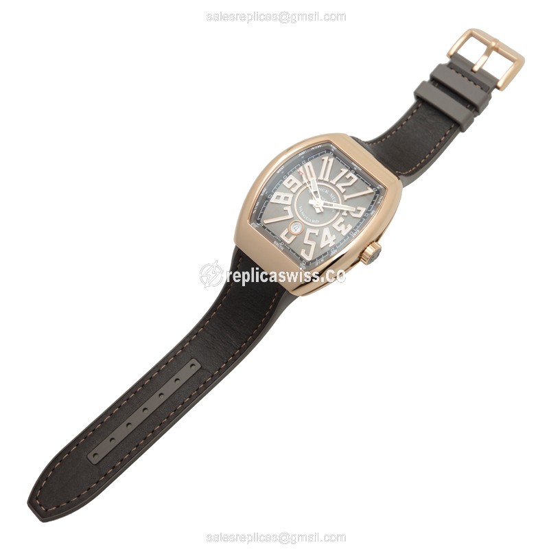 Franck Muller Vanguard Replica - Gold - Gray - Alligator - View 2