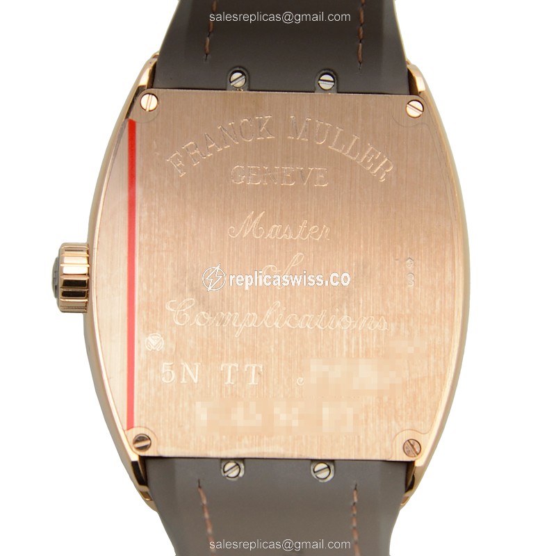 Franck Muller Vanguard Replica - Gold - Gray - Alligator - View 3