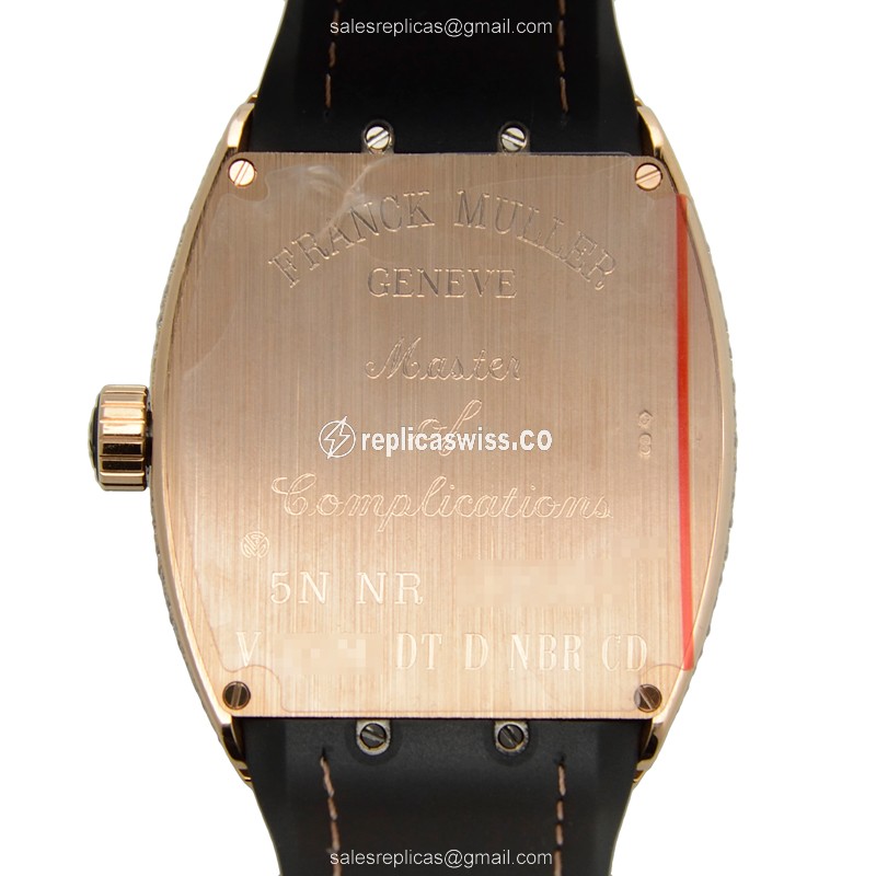 Franck Muller V 45 SC DT D NBR CD 5N.NR Vanguard Automatic - Rose Gold Case, Black Dial, Leather Strap - View 3
