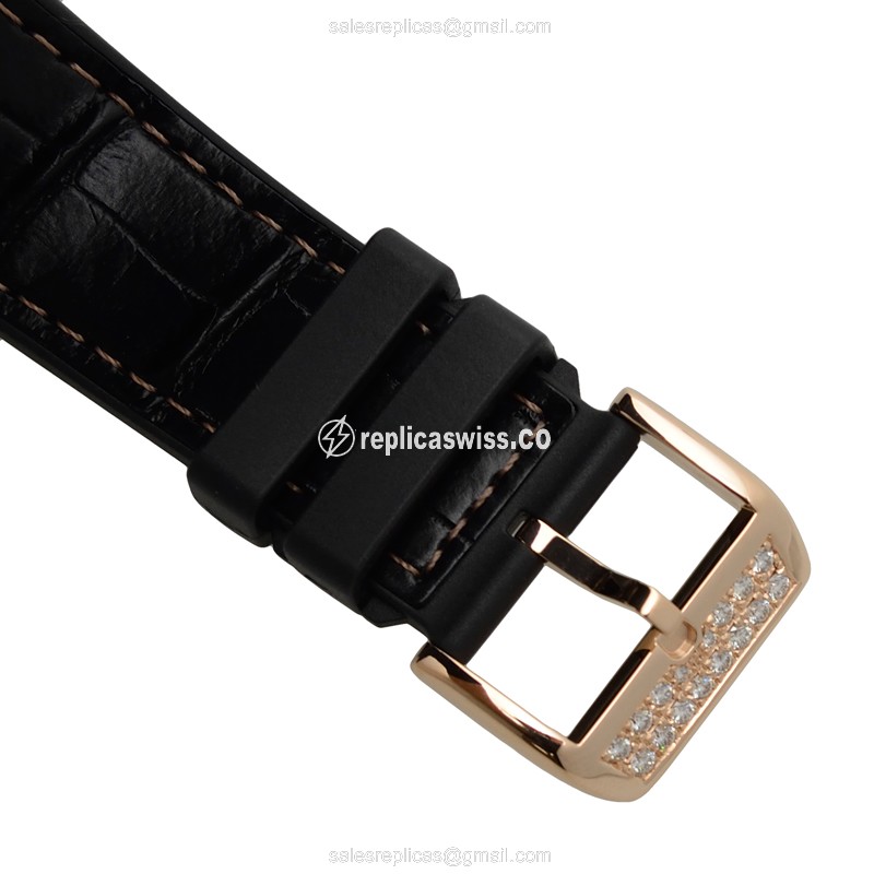Franck Muller V 45 SC DT D NBR CD 5N.NR Vanguard Automatic - Rose Gold Case, Black Dial, Leather Strap - View 4