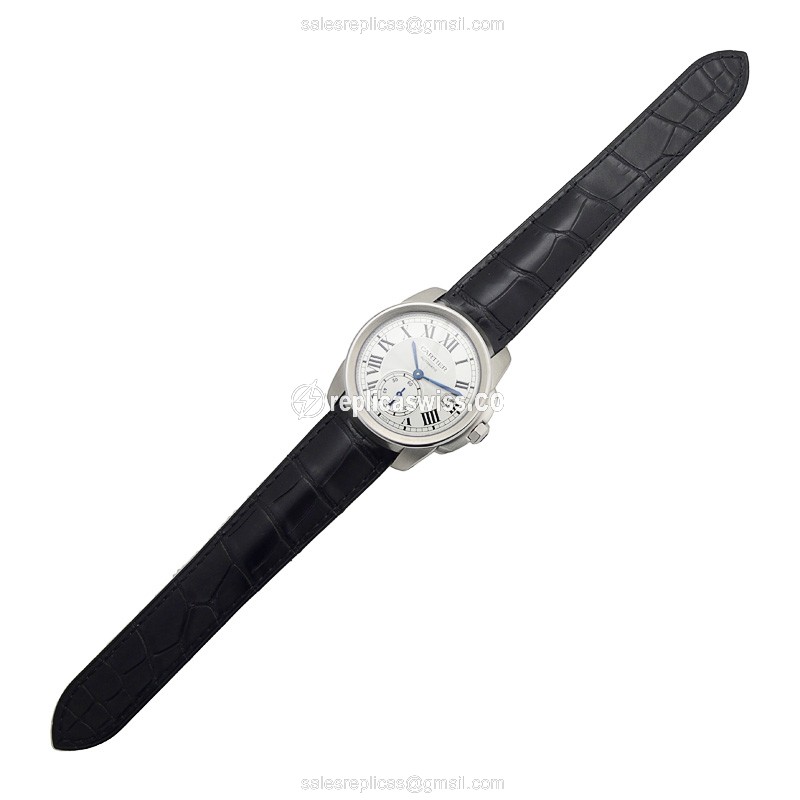Cartier WSCA0003 Replica - Automatic - Steel Case - Silver Dial - Black Alligator Strap - View 2