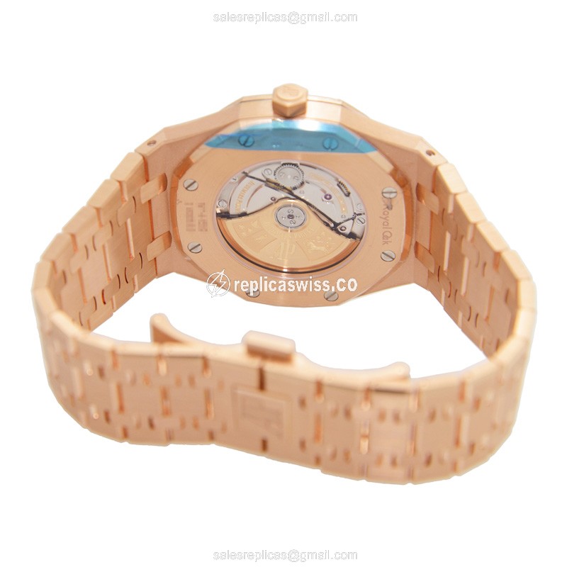 Royal Oak Replica - Audemars Piguet - Automatic - 18kt Rose Gold - Black Dial - Gold Strap - View 4