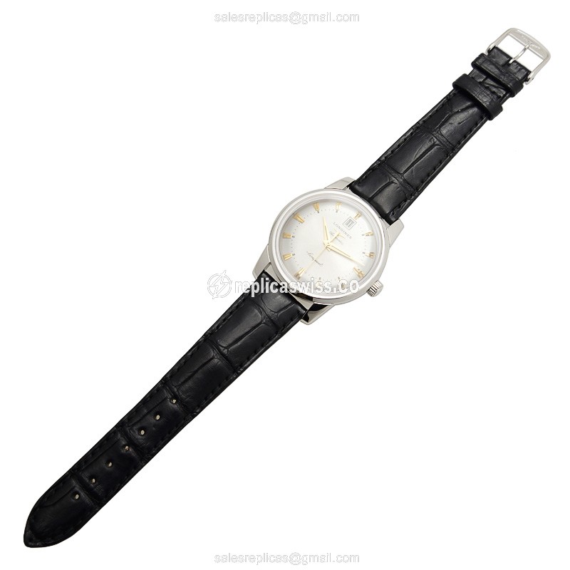 Rolex L1.645.4.75.4 Replica - Manual - Silver Dial, Alligator Black Strap - View 2