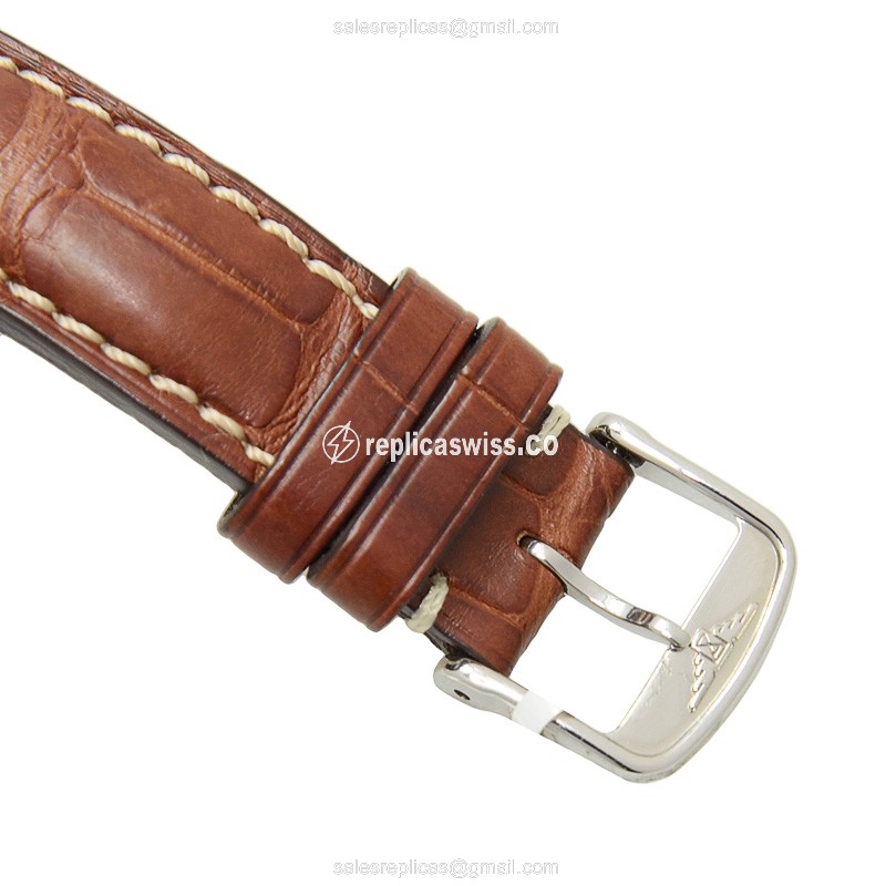 Longines Spirit Replica - Automatic - Steel Case - Black Dial - Brown Alligator Strap - View 4