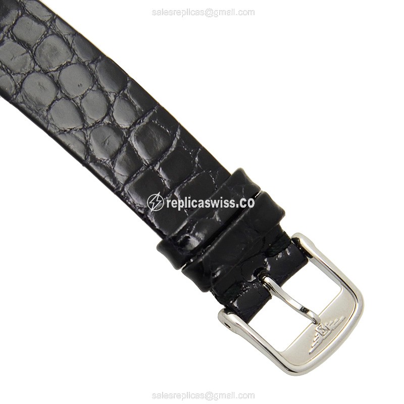 Longines Flagship Replica - Quartz - Black Dial, Alligator Buckle - View 4