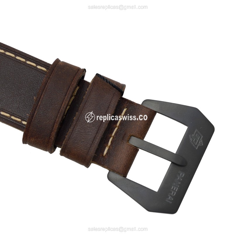 Panerai PAM00785 LUMINOR Replica - Manual - Stainless Steel - White Dial - Brown Leather Strap - View 4