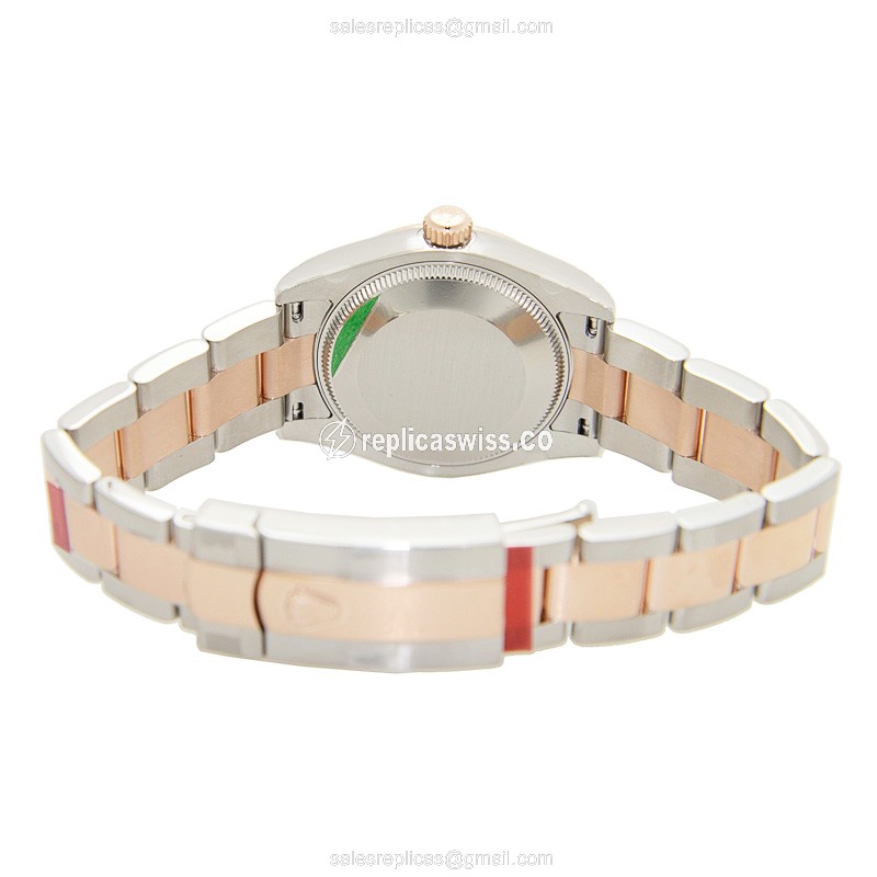 Rolex Lady Datejust Replica - Automatic - 18kt Rose Gold & Steel Case - Pink Dial - Gold Strap - View 4