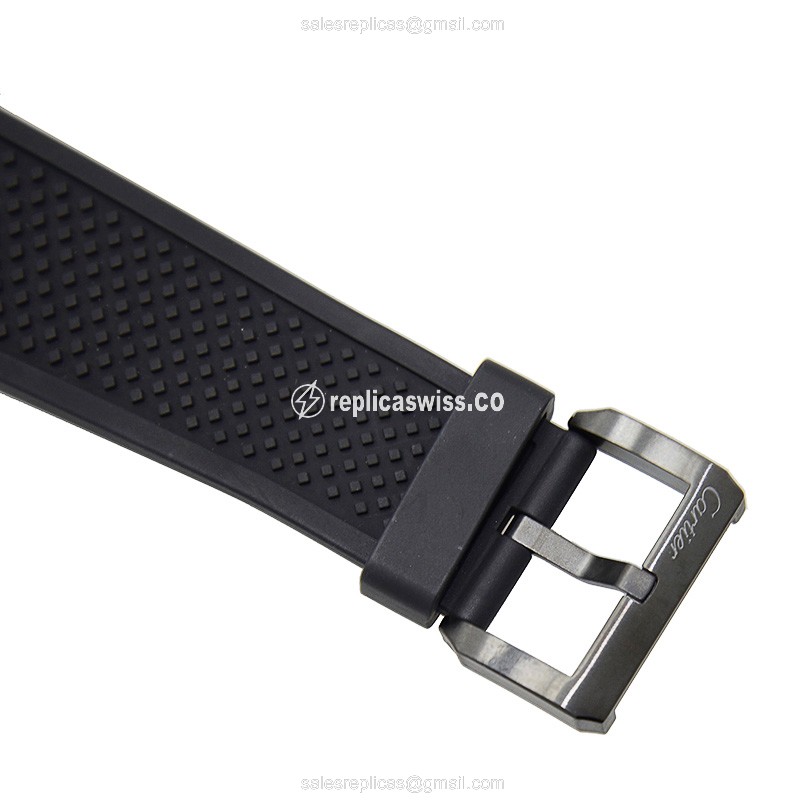 Cartier WSCA0006 Replica - Calibre De Cartier Automatic - Black Dial - Steel Case - Black Rubber Strap - View 4