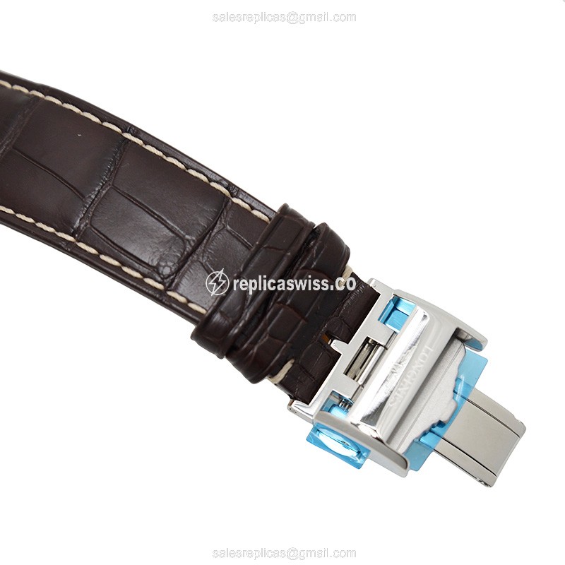 Rolex L2.669.4.78.3 Replica - Automatic - Steel - White Dial on Brown Alligator Strap - View 4