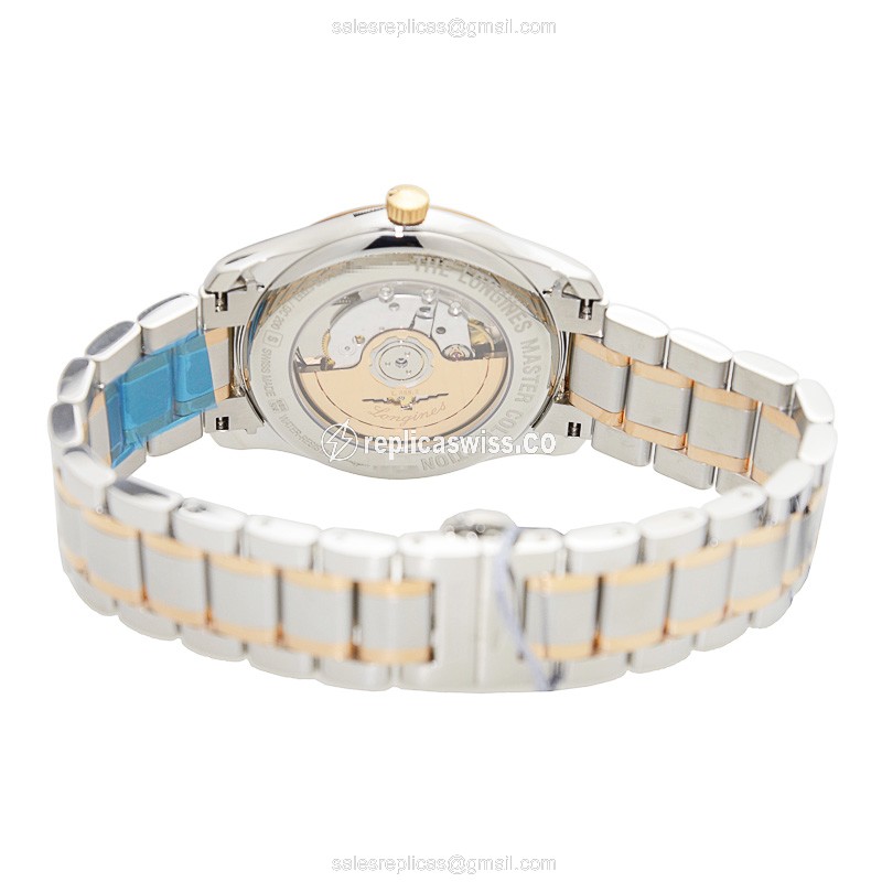 Longines Master Replica - Automatic - 18kt Rose Gold/Steel - Black Dial, Silver Clasp - View 4