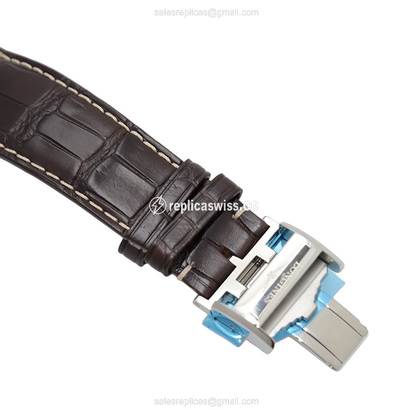 Longines L2.893.4.78.3 Replica - Automatic - Steel Case - Silver Dial - Brown Alligator Strap - View 4