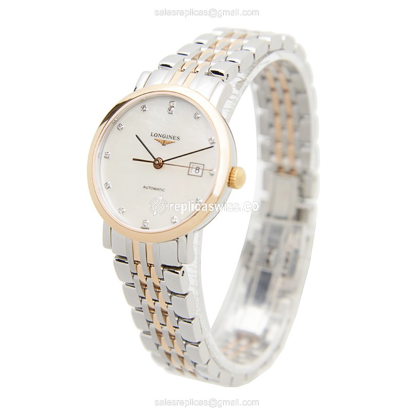 Longines L4.310.5.87.7 Replica - Automatic - Rose Gold & Steel - White Dial - View 3