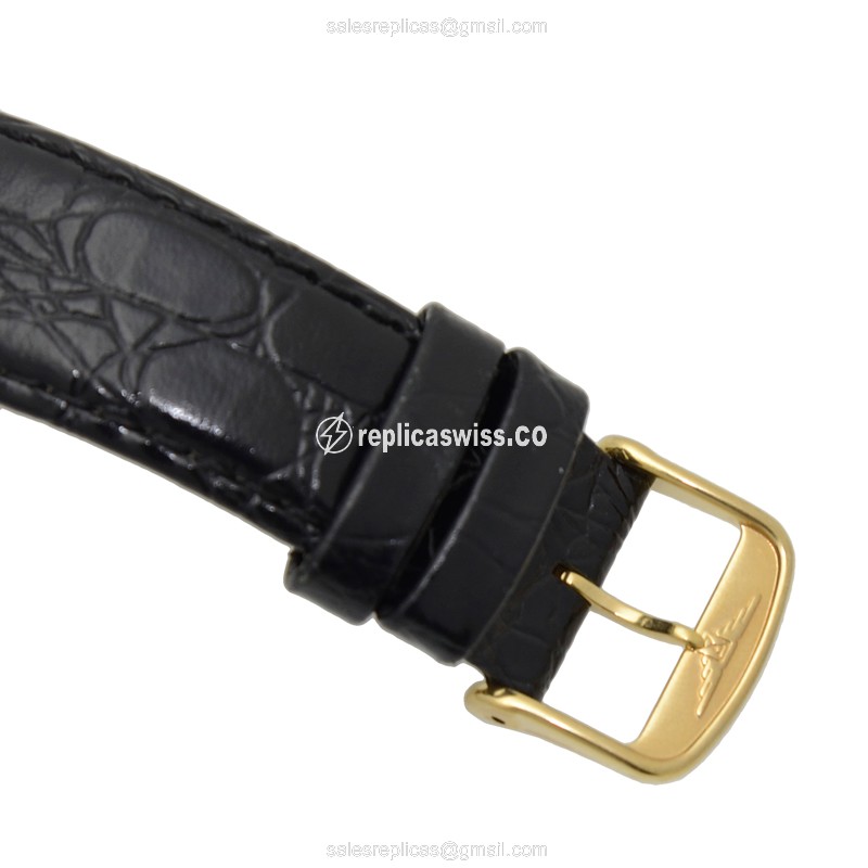 Longines L4.787.6.12.2 Replica - Automatic - 18kt Yellow Gold - White Dial, Alligator Strap - View 4