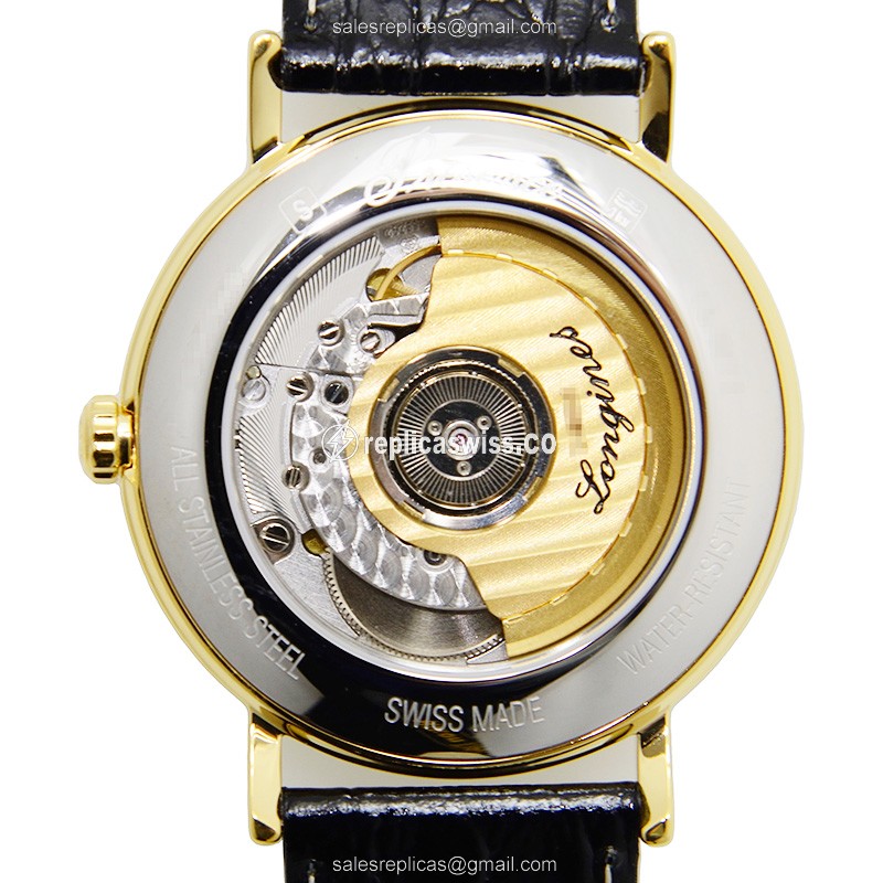 Longines Presence Replica - 18kt Gold - Automatic - Gold Dial - Black Alligator Strap - View 3