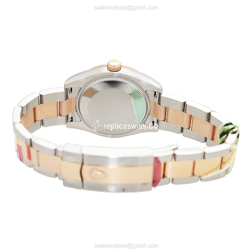 Rolex Datejust Replica - Automatic - 18kt Rose Gold - Pink Dial, Diamond Bezel - View 4