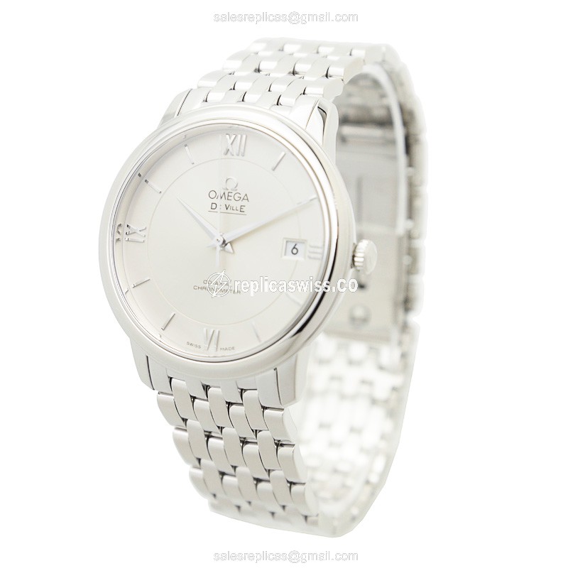 Omega DE VILLE Replica - Automatic - Silver Dial on Steel Strap - View 3
