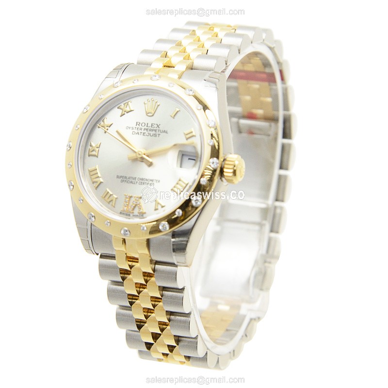 Rolex 178343SVVIDIA - Replica Oyster - Auto - 18kt Gold/Steel - Silver Dial - Gold Clasp - View 3