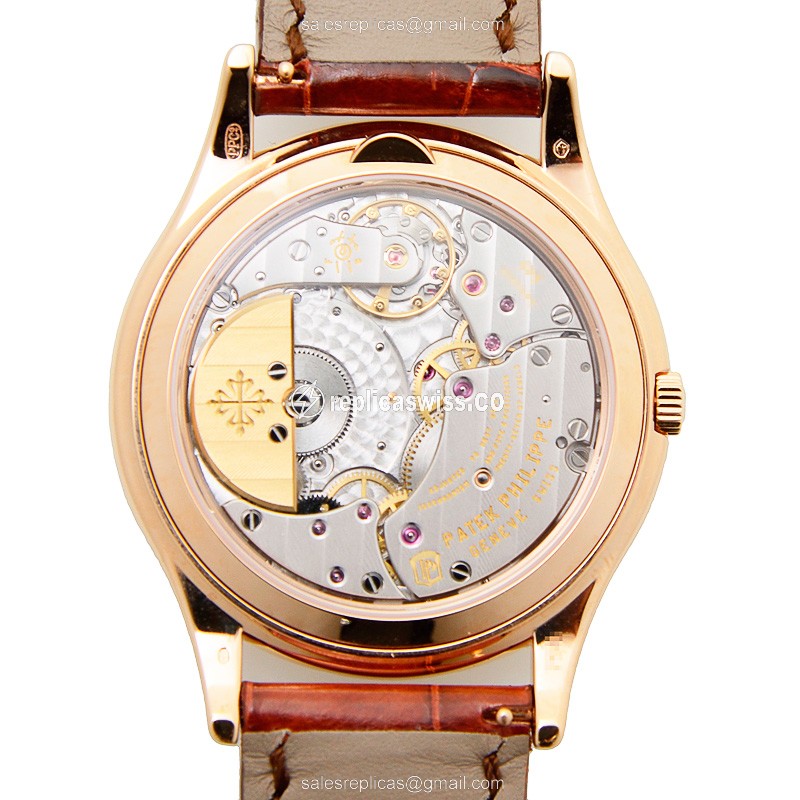 Patek Philippe 5140R-011 Replica - Automatic - 18kt Rose Gold - White Dial, Brown Alligator Strap - View 4