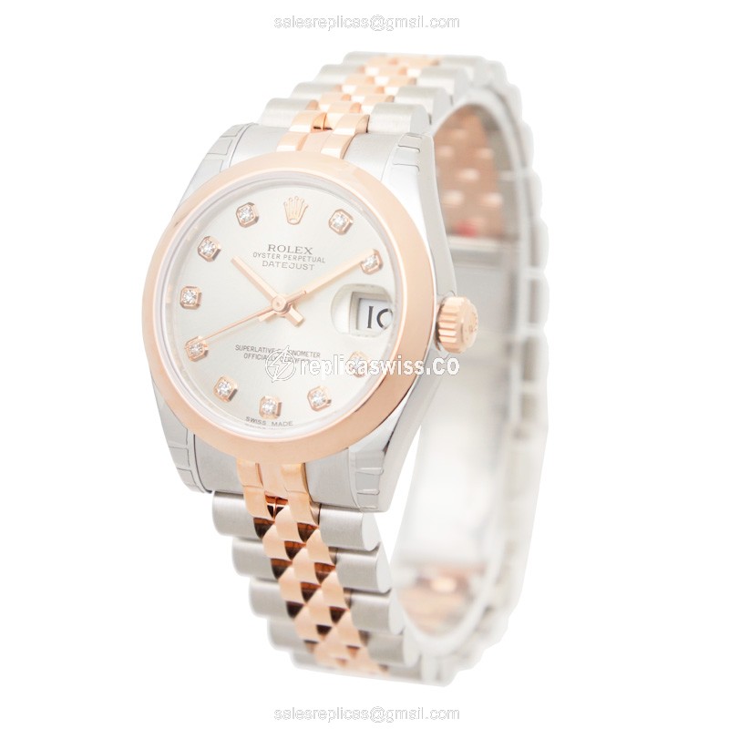 Rolex Datejust Replica - Automatic - 18kt Rose Gold & Steel Case - Silver Dial - View 3