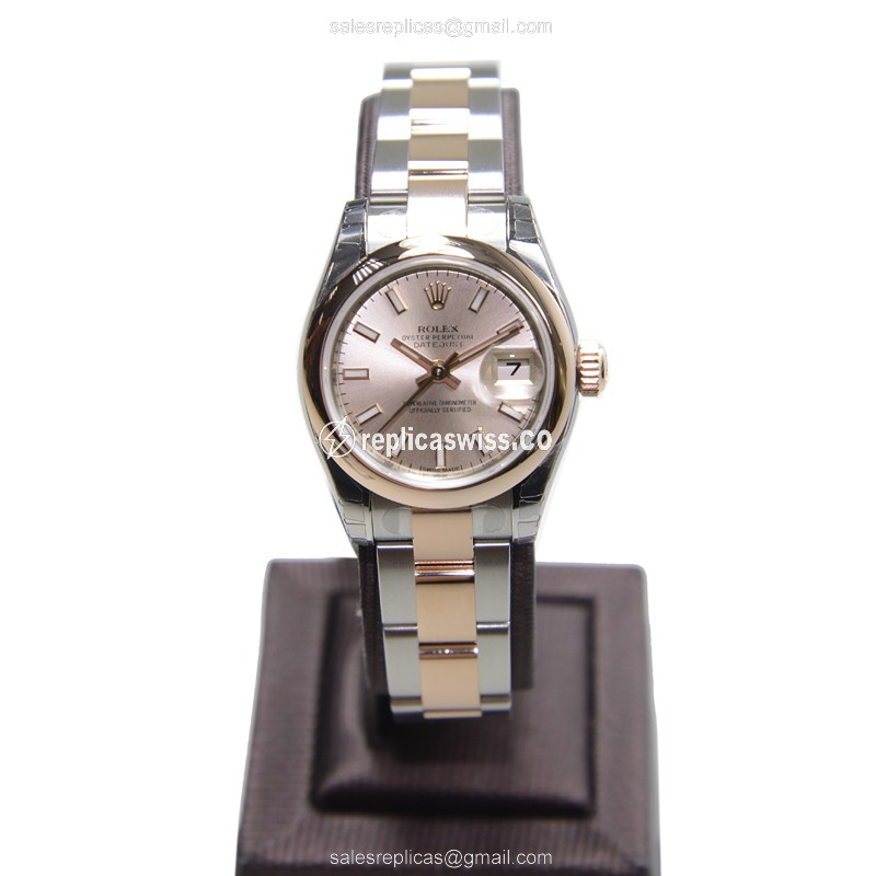 Rolex Datejust Replica - 18kt Rose & Steel - Automatic, Pink Dial - View 2