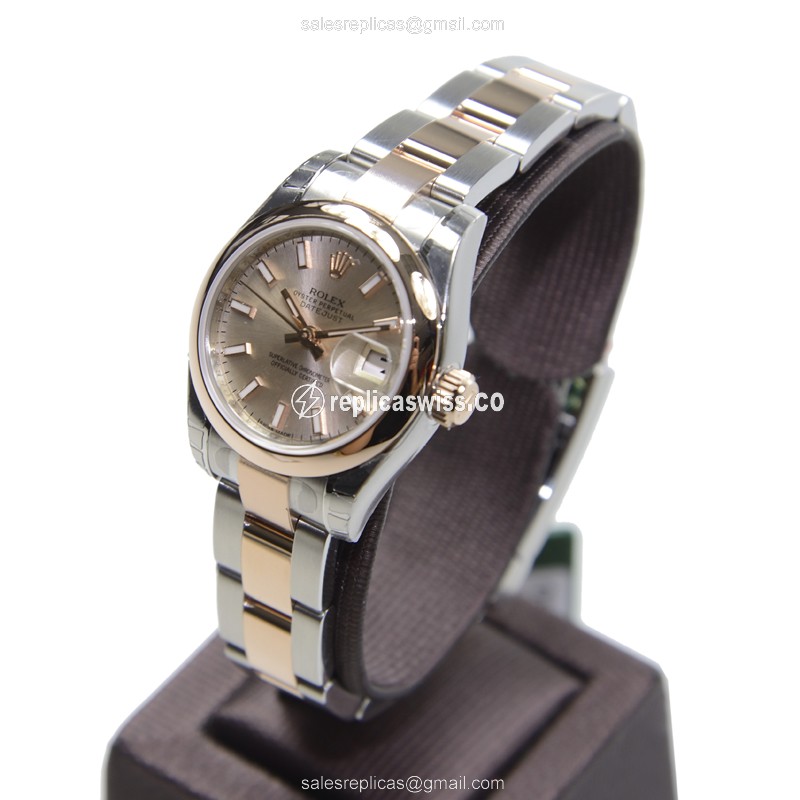 Rolex Datejust Replica - 18kt Rose & Steel - Automatic, Pink Dial - View 3