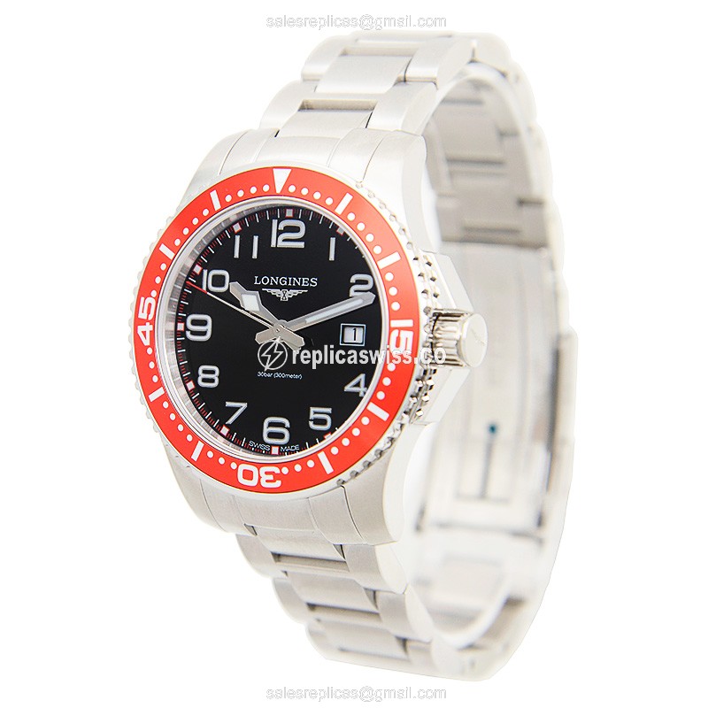 Longines CONQUEST Quartz - Black Dial - Stainless Steel Case, Silver Strap - View 3