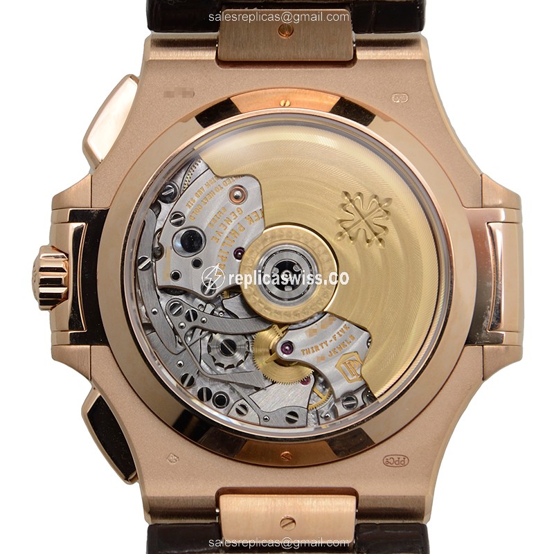 Patek Philippe Nautilus Replica - Brown Dial - Alligator Strap - View 3