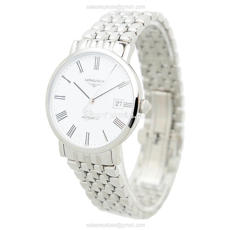 Longines L4.810.4.11.6 Replica - Automatic - Stainless Steel Case - White Dial - Silver Band - View 3