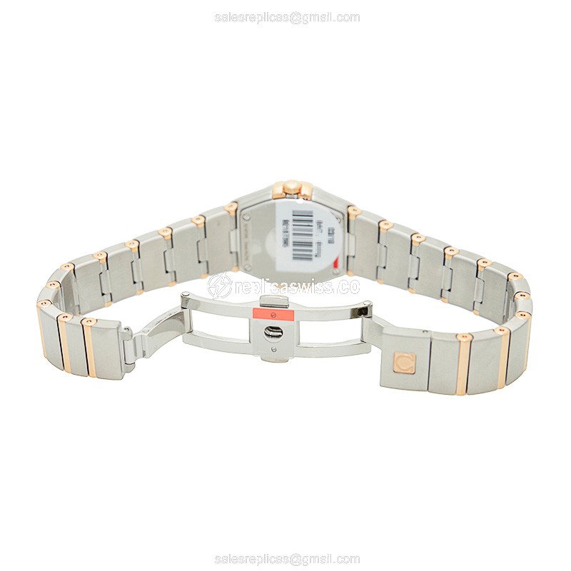 Omega Constellation Quartz Replica - 18kt Rose Gold Case - Pink Dial - Silver Steel Strap - View 4