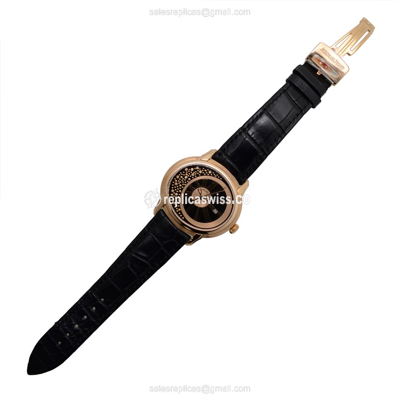 Audemars Piguet Replica - 15331OR.OO.D002CR.01 - Automatic - 18kt Rose Gold - Black Dial - Alligator Strap - View 2