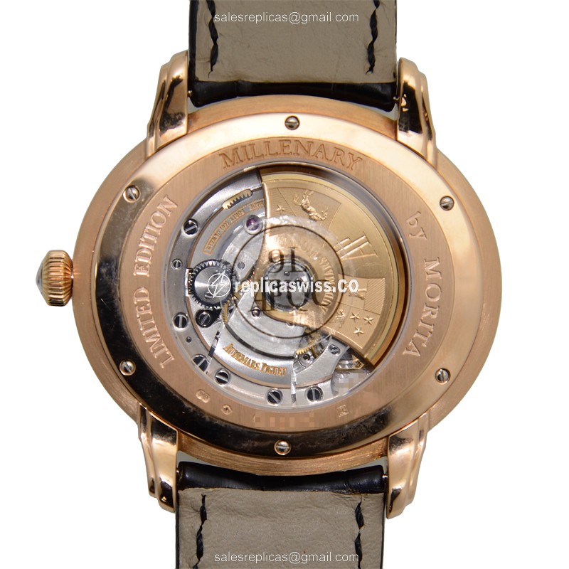Audemars Piguet Replica - 15331OR.OO.D002CR.01 - Automatic - 18kt Rose Gold - Black Dial - Alligator Strap - View 3