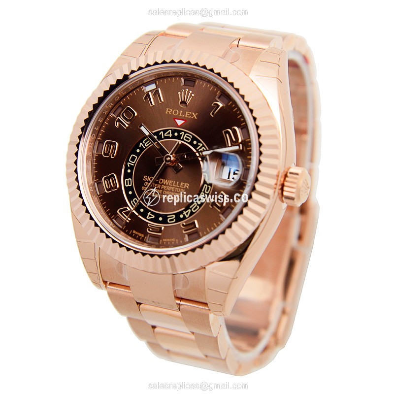 Rolex 326935BR Sky-Dweller - Auto - 18kt Rose Gold - Brown Dial - Pink Gold Strap - View 3