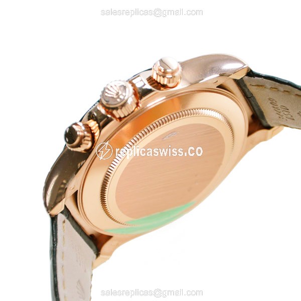 Rolex Daytona Replica 18kt Gold - Automatic - White Dial - Leather Strap - View 4
