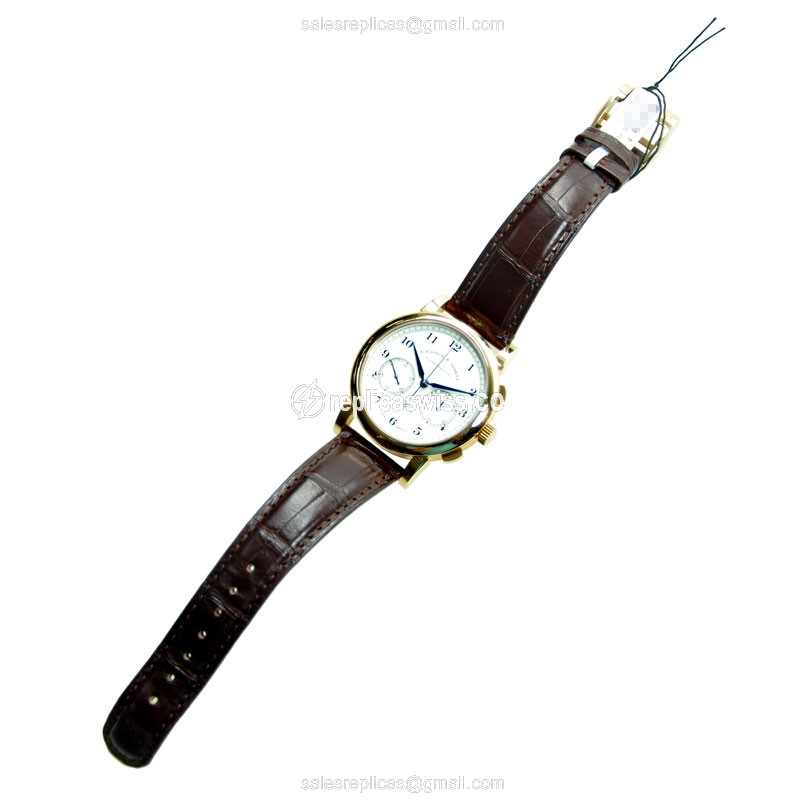 A Lange & Sohne 1815 Replica - Manual - Rose Gold - White Dial - Brown Alligator Buckle - View 2