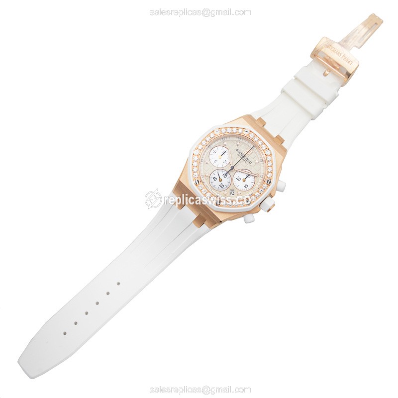 Audemars Piguet Royal Oak Offshore Replica - Automatic - Rose Gold Case - Diamond Bezel - 41mm - View 2