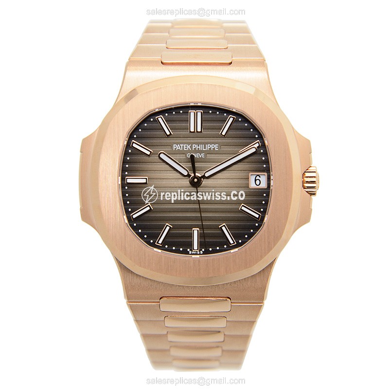 Patek Philippe 5711/1R-001 Replica - Auto - 18kt Rose Gold - Round Dial - Gold Clasp - View 2