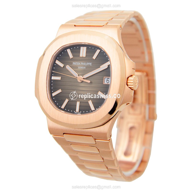 Patek Philippe 5711/1R-001 Replica - Auto - 18kt Rose Gold - Round Dial - Gold Clasp - View 3