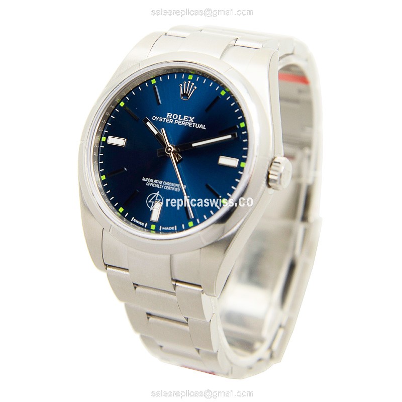 Rolex 114300BL_O Replica - Automatic - Steel Case - Blue Dial - Silver Strap - View 3