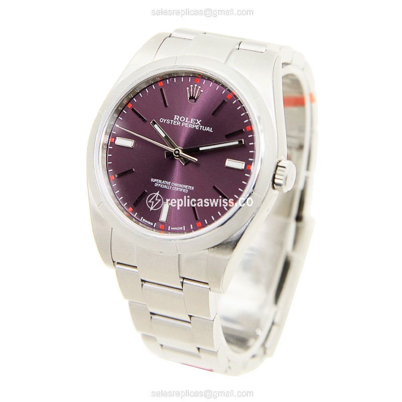 Rolex 114300PUR_O Replica - Automatic - Steel Case - Purple Dial - Silver Strap - View 3
