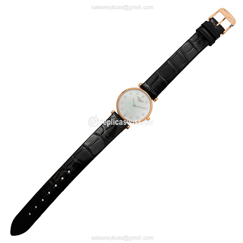 Longines L4.209.1.97.2 Replica - Quartz - PVD Gold - White Dial - Buckle Clasp - View 2