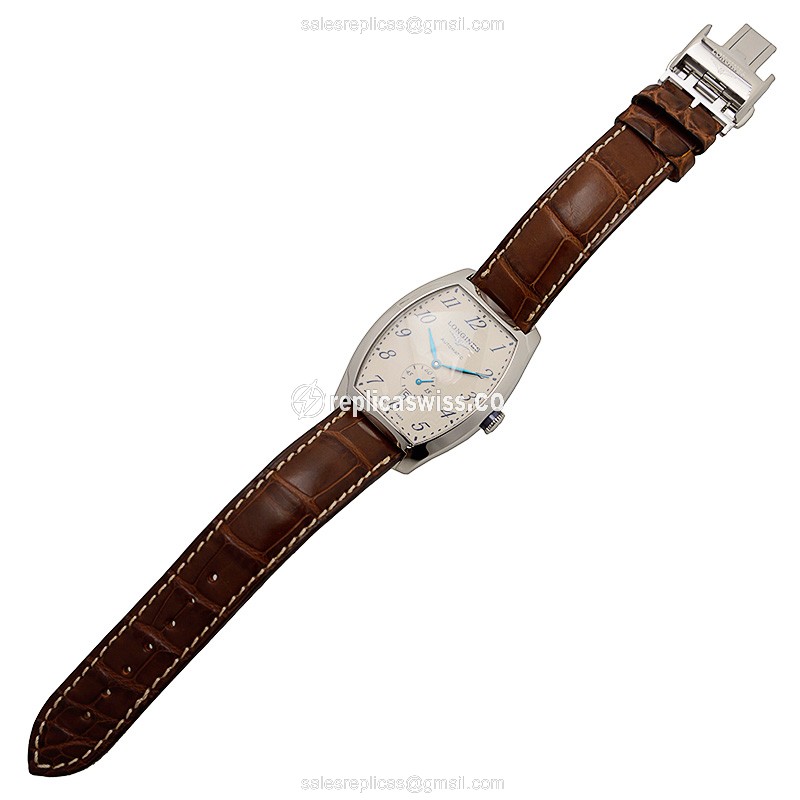 Longines LES CLASSIQUES Replica - Automatic - Silver - Brown Alligator - View 2